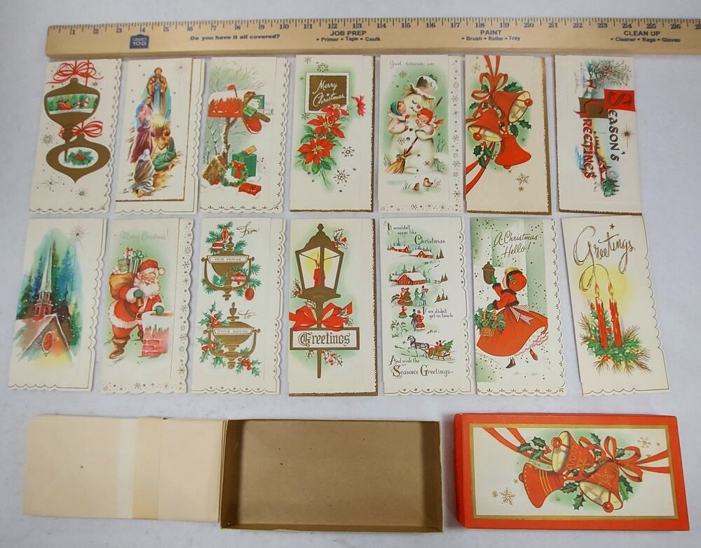 Vtg Art Guild of Williamsburg Christmas Cards Box Lot Unused 1950s Slim Jim MCM